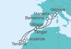 Itinerario del Crucero Italia, España TI - MSC Cruceros