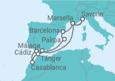 Itinerario del Crucero Francia, Italia, España, Marruecos - Costa Cruceros
