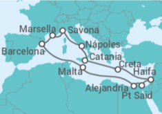 Itinerario del Crucero Francia, Italia, Grecia,  Egipto, Malta - Costa Cruceros