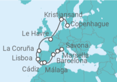 Itinerario del Crucero Francia, España, Portugal - Costa Cruceros