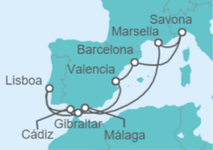 Itinerario del Crucero Gibraltar, España, Italia, Francia - Costa Cruceros