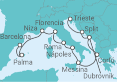 Itinerario del Crucero Italia, Grecia y Francia - NCL Norwegian Cruise Line