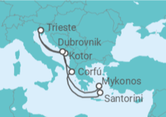 Itinerario del Crucero Montenegro, Grecia, Croacia - NCL Norwegian Cruise Line