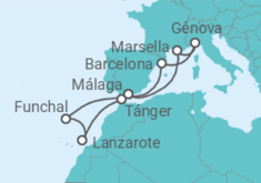 Itinerario del Crucero Portugal, España, Francia, Italia TI - MSC Cruceros