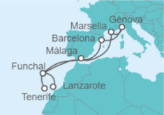 Itinerario del Crucero Portugal, España, Francia, Italia TI - MSC Cruceros