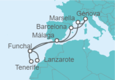 Itinerario del Crucero Portugal, España, Francia, Italia - MSC Cruceros