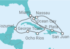 Itinerario del Crucero Bahamas, Puerto Rico, Estados Unidos (EE.UU.), Jamaica, Islas Caimán, México TI - MSC Cruceros