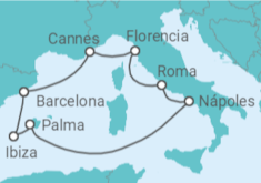 Itinerario del Crucero Francia, Italia, España  - NCL Norwegian Cruise Line