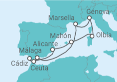 Itinerario del Crucero Francia, España, Italia - MSC Cruceros