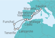 Itinerario del Crucero Sabores exóticos y paisajes lunares - Costa Cruceros