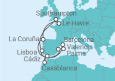 Itinerario del Crucero Francia, España, Marruecos, Portugal - MSC Cruceros