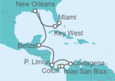 Itinerario del Crucero Colombia, Costa Rica, Belice, Estados Unidos (EE.UU.) - Hapag-Lloyd Cruises