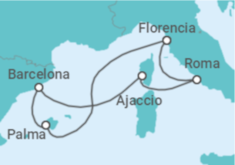 Itinerario del Crucero Italia, Francia, España - AIDA