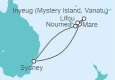 Itinerario del Crucero Este de Australia y Nueva Caledonia - Carnival Cruise Line