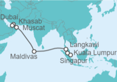 Itinerario del Crucero De Singapur a Dubái - AIDA