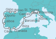 Itinerario del Crucero Desde Civitavecchia (Roma) a Bilbao - NCL Norwegian Cruise Line