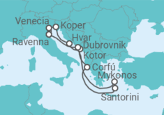 Itinerario del Crucero Eslovenia, Croacia, Montenegro, Grecia - NCL Norwegian Cruise Line