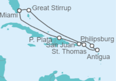 Itinerario del Crucero Antillas y Great Stirrup Cay - NCL Norwegian Cruise Line