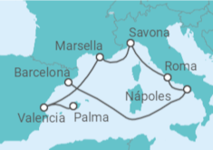 Itinerario del Crucero España, Francia, Italia - Costa Cruceros