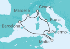 Itinerario del Crucero Italia, Malta, España - MSC Cruceros