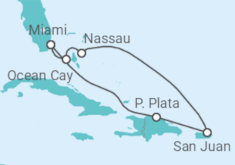 Itinerario del Crucero Miami + Crucero por el Caribe - MSC Cruceros
