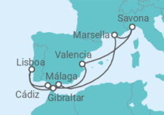 Itinerario del Crucero España, Portugal, Gibraltar, Italia, Francia - Costa Cruceros