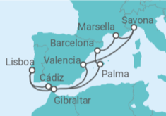 Itinerario del Crucero Gibraltar, España, Italia, Francia - Costa Cruceros