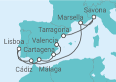 Itinerario del Crucero Italia, Francia, España, Portugal - Costa Cruceros
