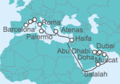 Itinerario del Crucero Desde Barcelona a Dubái  - Costa Cruceros