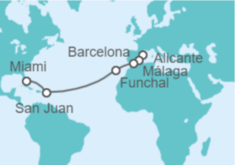 Itinerario del Crucero De Barcelona a Miami  - Regent Seven Seas