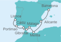 Itinerario del Crucero Belleza en la península Ibérica - Regent Seven Seas