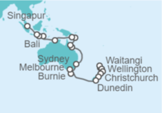 Itinerario del Crucero De Auckland a Singapur - Regent Seven Seas