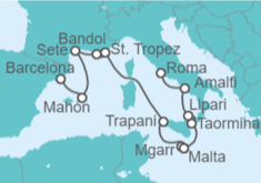 Itinerario del Crucero Desde Barcelona a Civitavecchia (Roma) - Seabourn