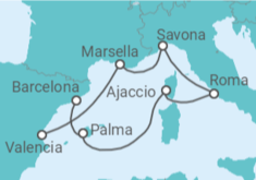 Itinerario del Crucero Francia, Italia, España - Costa Cruceros