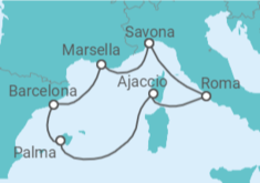 Itinerario del Crucero Italia, Francia, España - Costa Cruceros