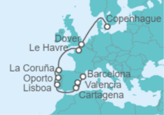 Itinerario del Crucero Reino Unido, Francia, España, Portugal - Costa Cruceros