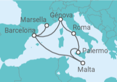 Itinerario del Crucero Italia, Malta, España - MSC Cruceros