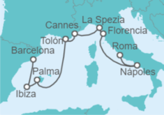 Itinerario del Crucero De Civitavecchia (Roma) a Barcelona - NCL Norwegian Cruise Line
