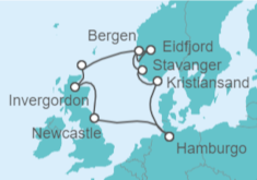 Itinerario del Crucero Islas Británicas y Fiordos Noruegos - AIDA