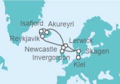 Itinerario del Crucero Reino Unido e Islandia - AIDA