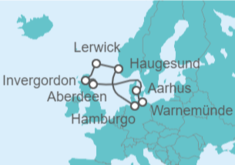 Itinerario del Crucero Reino Unido y Dinamarca - AIDA