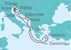 Itinerario del Crucero Italia, Croacia e Islas Griegas - NCL Norwegian Cruise Line