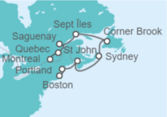 Itinerario del Crucero De Boston a Montreal  - Regent Seven Seas