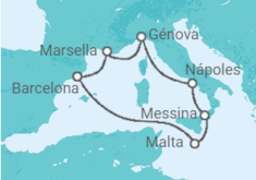 Itinerario del Crucero Perlas del Mediterráneo  TI - MSC Cruceros