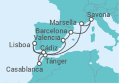 Itinerario del Crucero España, Italia, Francia, Marruecos, Portugal - Costa Cruceros