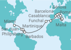 Itinerario del Crucero Desde Miami (EEUU) a Civitavecchia (Roma) - MSC Cruceros