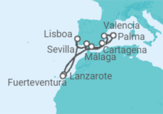 Itinerario del Crucero España, Portugal - AIDA