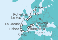 Itinerario del Crucero Desde Barcelona a Kiel (Alemania) - Costa Cruceros