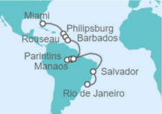 Itinerario del Crucero Antillas al Amazonas - Oceania Cruises