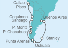 Itinerario del Crucero Alegría antártica y patagónica - Oceania Cruises